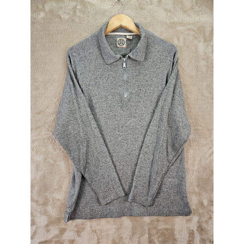 R&R Logo Knit Sweater Quarter-zip Heather Gray Casuals Crewneck - Picture 4 of 10